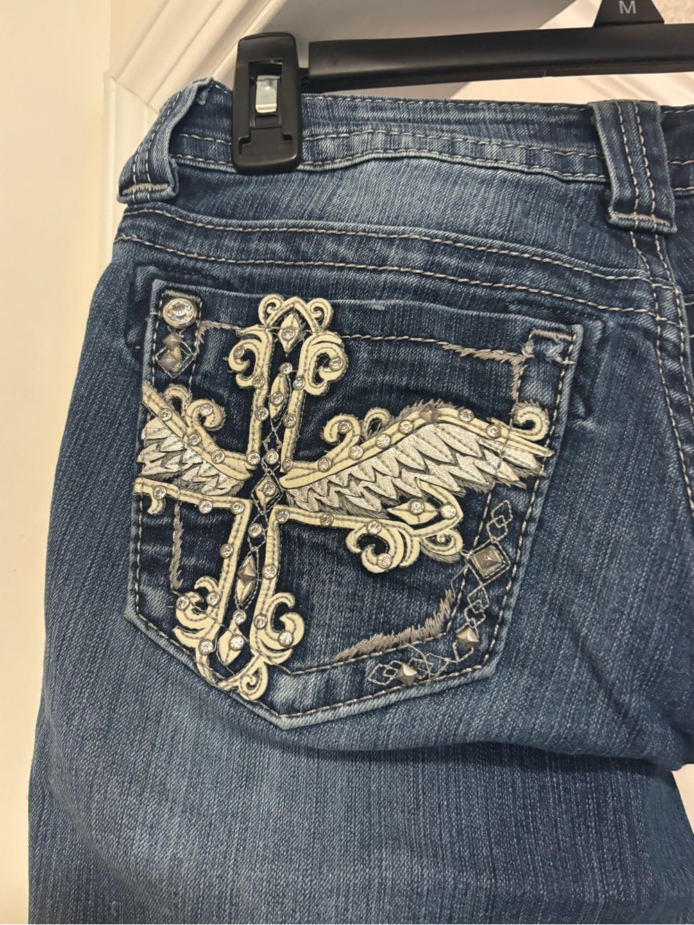 Miss Me | Jeans | Miss Me Dark Blue Embroidered Wing Cross Bootcut